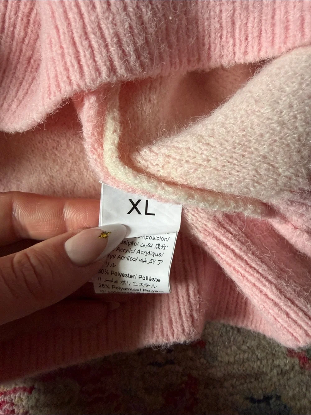 Amazon Pink & Cream Checkerboard Crewneck Sweater - Picture 2 of 2